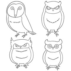 vector set of owls