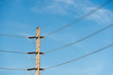 Electric pole and blue sky