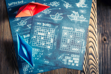 Old battleship paper game ready to play