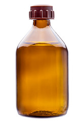 Glass bottle for a medicinal preparation.