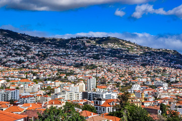 Naklejka na ściany i meble Beautiful cityscape of Funchal, Madeira island, Portugal