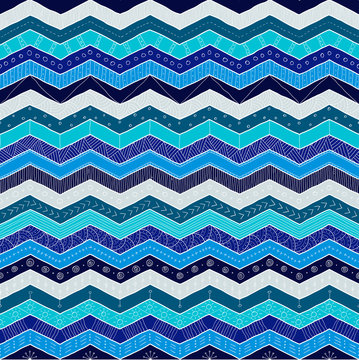 Geometric multicolor chevron or zig zag, seamless tribal pattern