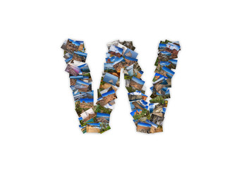 Letter W uppercase font shape alphabet collage made of my best landscape pictures