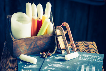 Homemade wooden sledge waxing for better speed