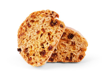 Oatmeal raisin cookies on white background - isolated