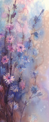 blue pink flower watercolor background