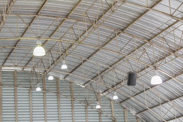 carpark metal roof structure and lamp, steel industrial building