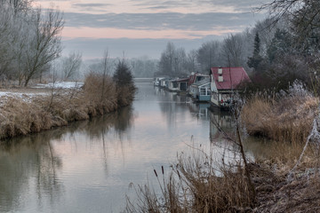 Obraz premium Beautiful houseboats in Dronten