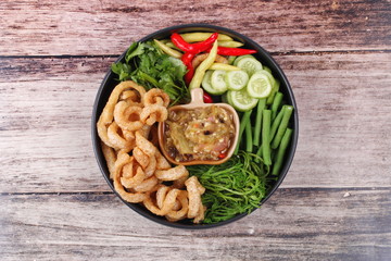 Green chili dip as  Nam Prik Num served side dish.