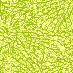 Seamless floral monochrome green doodle pattern