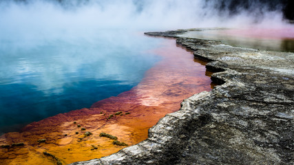 Hot springs Champagne pool in New Zealand