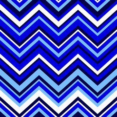 Abstract colorful geometric chevron seamless pattern in blue and white, vector