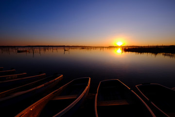 印旛沼 冬の日の出 