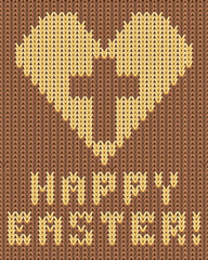 Happy easter greeting knitted card, vector illustration