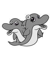 Couple couple love in love girl girl woman female pretty beautiful flower small delfin cute cute comic cartoon grin smile funny