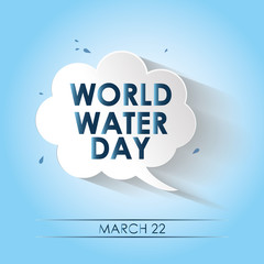 Fototapeta premium Text world day of water inside a white bubble talk on blue backg