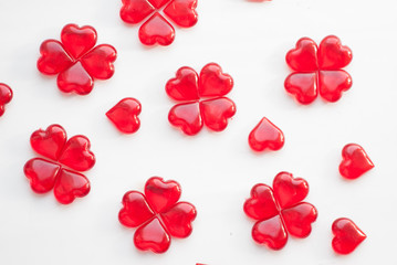 Red lollipops on a white background.