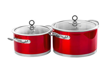 Red steel pans