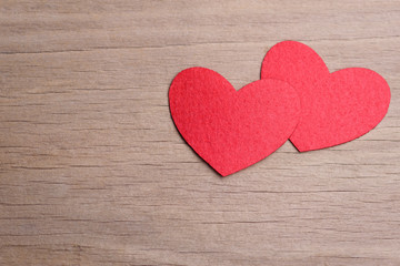 Obraz na płótnie Canvas Valentines day concept of two heart shape cards.