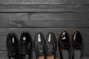 women shoes on wooden background