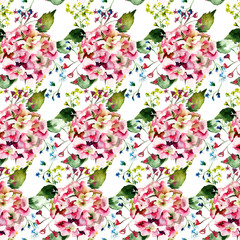 Seamless pattern with Hydrangea flowers