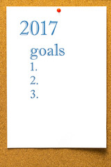 2017 GOALS  - teared note paper  pinned