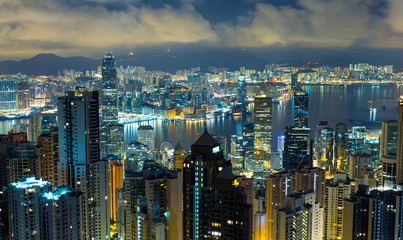 Obraz premium Hongkong w nocy