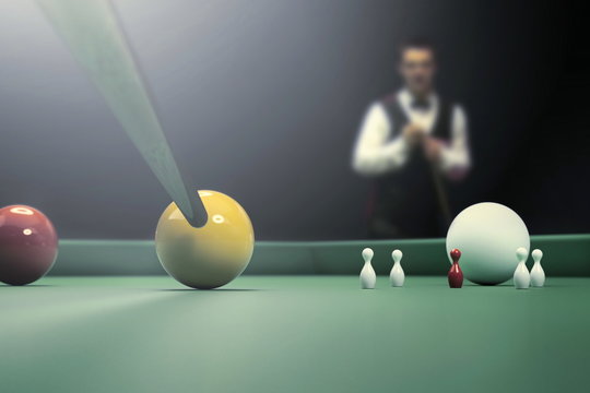 Snooker Tournament On Billiard Casino Table