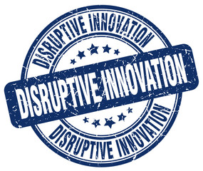 disruptive innovation blue grunge stamp