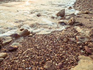 Sea beach with wave vintage tone