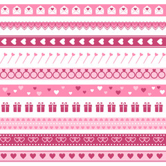 Seamless borders for Valentine's Day or wedding design