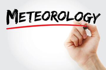 Hand writing Meteorology with marker, concept background