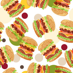 Fast food pattern. Hand draw retro illustration. Vintage design.