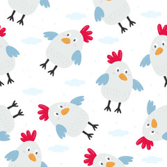 kids seamless pattern with chickens. Vector illustration