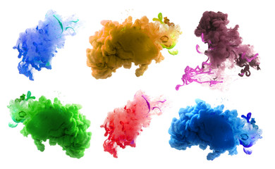 Acrylic colors and ink in water. Abstract background.