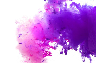 Acrylic colors and ink in water.