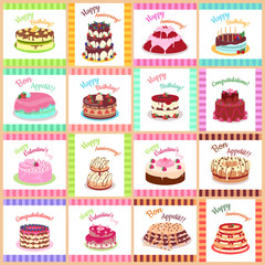 Tasty Celebratory Cakes Vector Seamless Pattern  