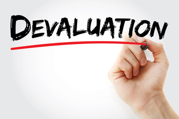 Hand writing Devaluation with marker, concept background