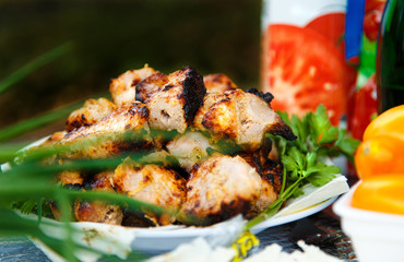 skewers with fresh herbs