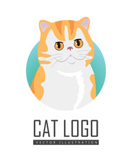 Red Exotic Cat Vector Flat Design Illustration