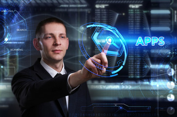 Business, Technology, Internet and network concept. Young busine