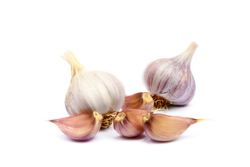 Healthy fresh garlic isolated on white background
