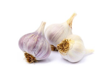 Healthy fresh garlic isolated on white background