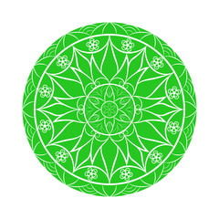 Vector Green Flower mandala over white