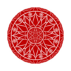 Vector Red Flower mandala over white