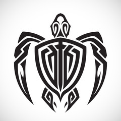 Naklejka premium Turtle in a tribal on a white background.