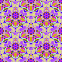 Seamless Violet Floral Mandala Pattern