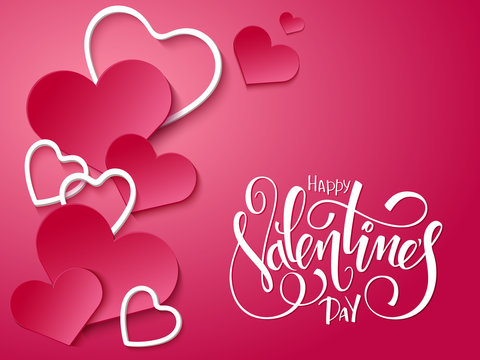 vector illustration of valentines day card with lettering -I love you, doodle branches and a lot of hearts