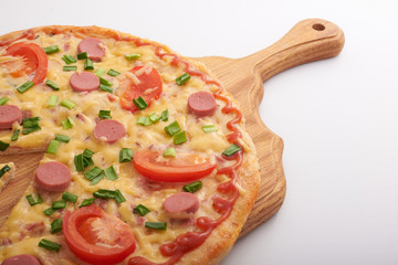appetizing pizza on a white background