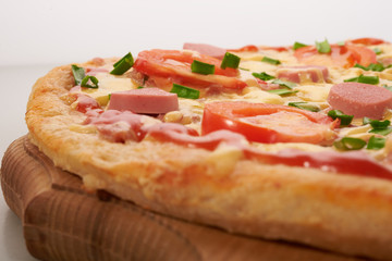 appetizing pizza on a white background